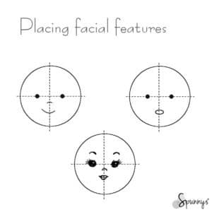 peg doll facial features placement