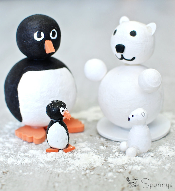 Penguins and polar bears DIY ornament figures