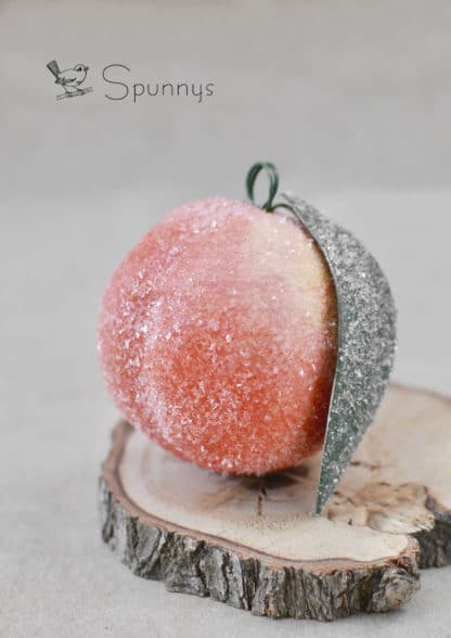 Spun Cotton Ornament glittered peach Victorian Christmas