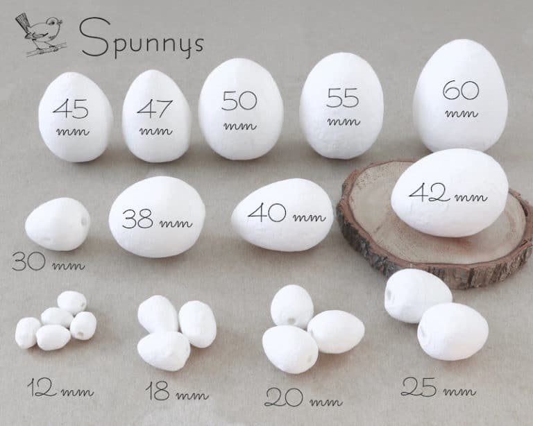 Spun Cotton Eggs SPUNNYS all sizes mm