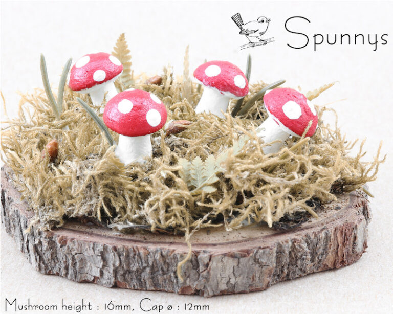 Spun Cotton Mushrooms Diorama