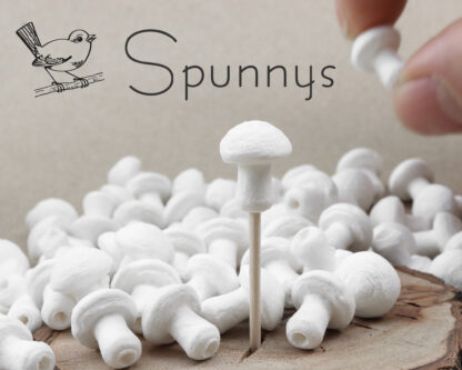 Tiny Spun Cotton Mushrooms 16x12 Spunnys copie